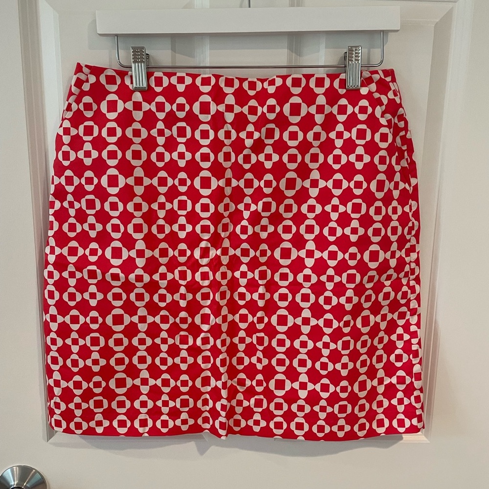 Boden Red and White Mini Pencil Skirt